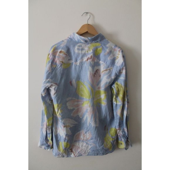 Babaton Tahoma Button-up Linen Shirt Glimmer Cool Yellow Size Small - Picture 5 of 9